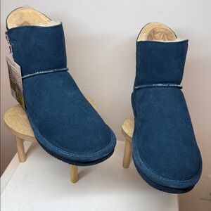BEAR PAW shearling & suede NAVY BOOTS WOMENS SIZE 12